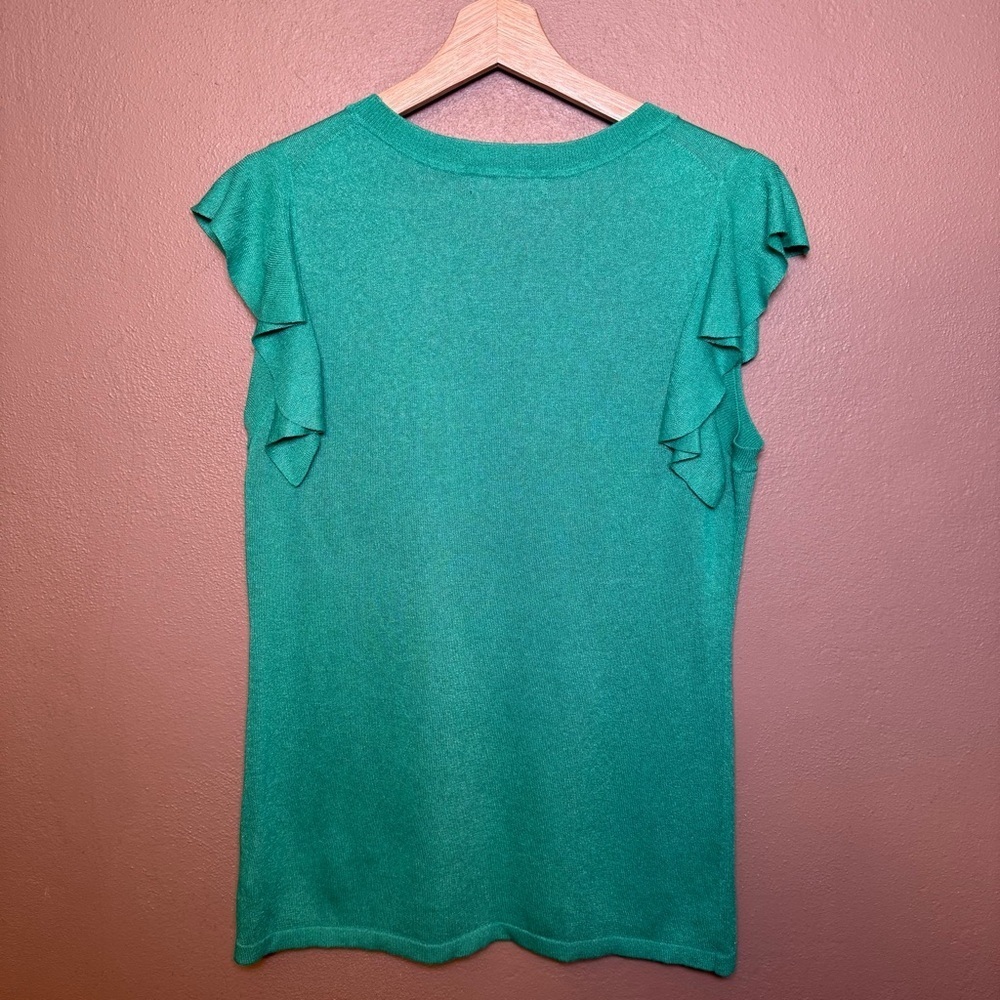 Banana Republic Sleeveless Ruffle Sweater Short Sleeve Green Top Size Medium - Picture 8 of 15